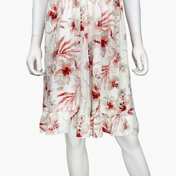 BEAUTEES Floral Flutter Sleeve Cocktail Sundress (Red/Beige/White | Size 10) - Picture 6 of 9